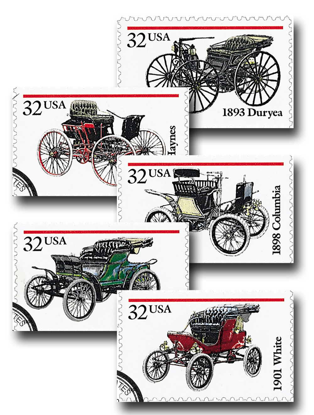 3019-23 - 1995 32c Antique Automobiles - Mystic Stamp Company