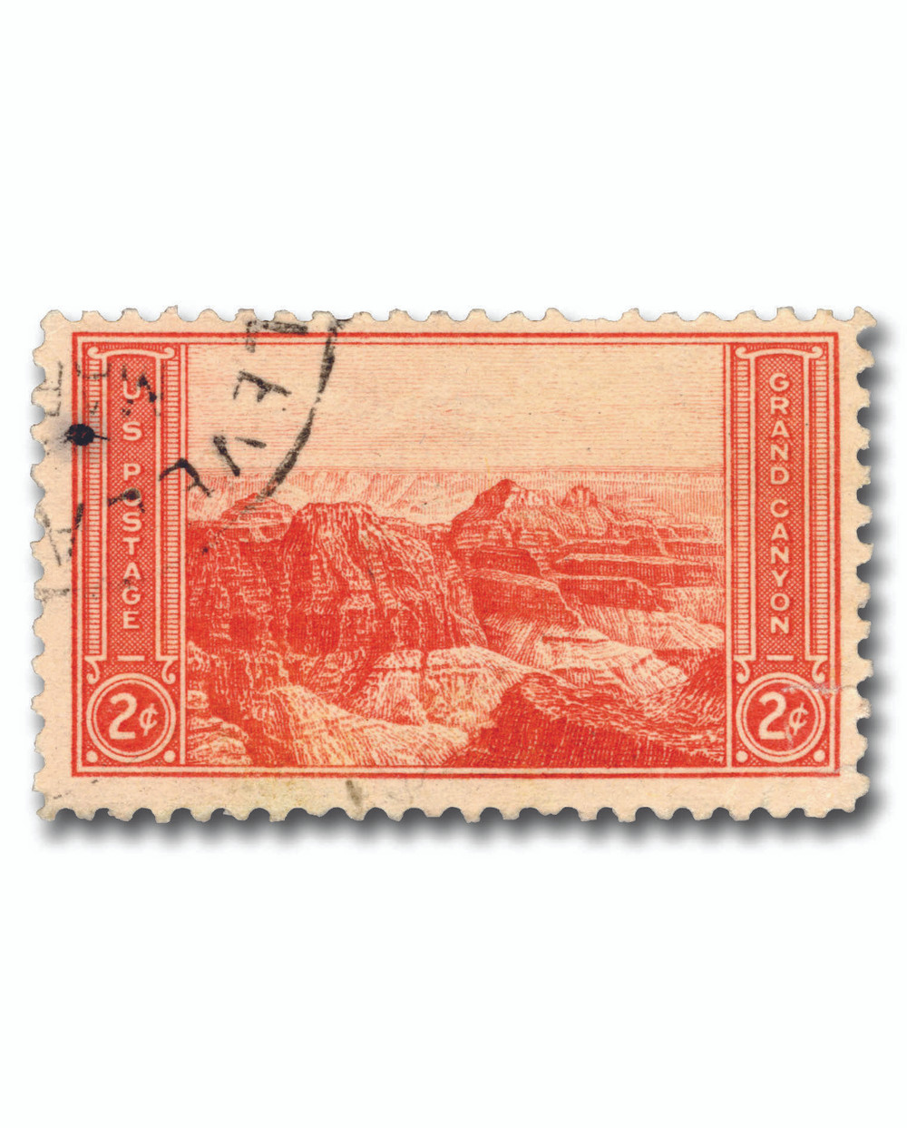 741 - 1934 2c Grand Canyon, Arizona, Red, Perf. 11 - Mystic Stamp
