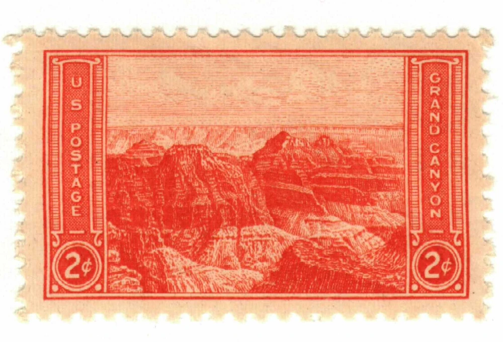 741 - 1934 2c Grand Canyon, Arizona, Red, Perf. 11 - Mystic Stamp