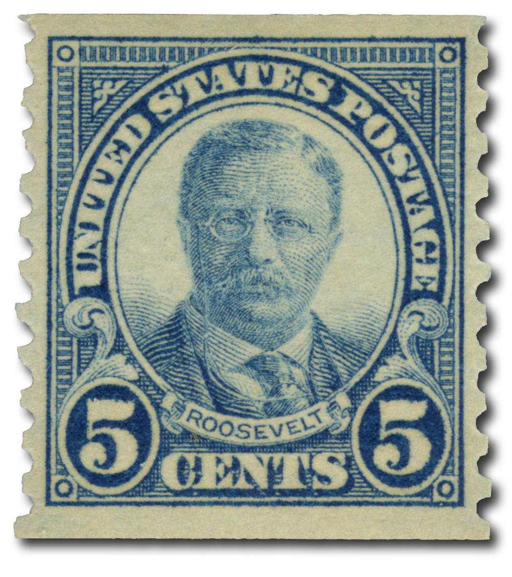 602 - 1924 5c Theodore Roosevelt, Dark Blue, Perf. 10 Vertically