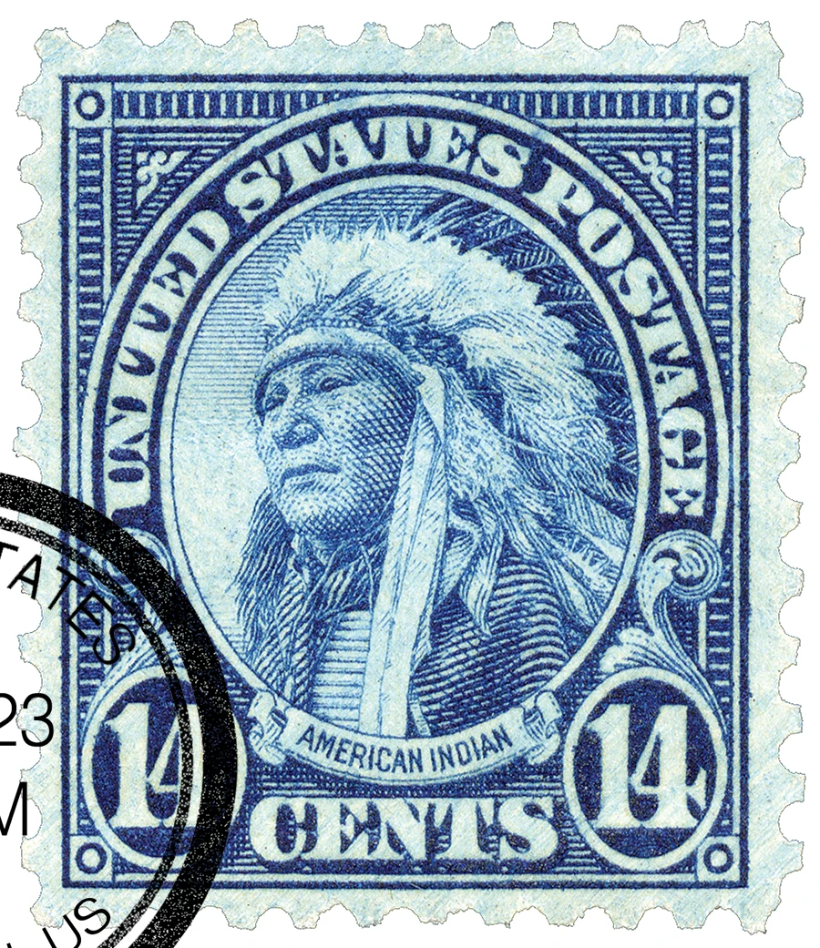 695 - 1931 14c American Indian, Dark Blue, Perf. 11x10.5 - Mystic