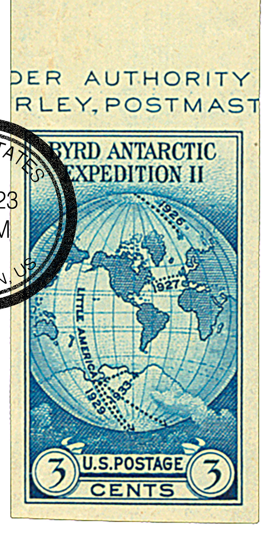 768a - 1935 3c Byrd Antarctic Expedition, Dark Blue, Single from