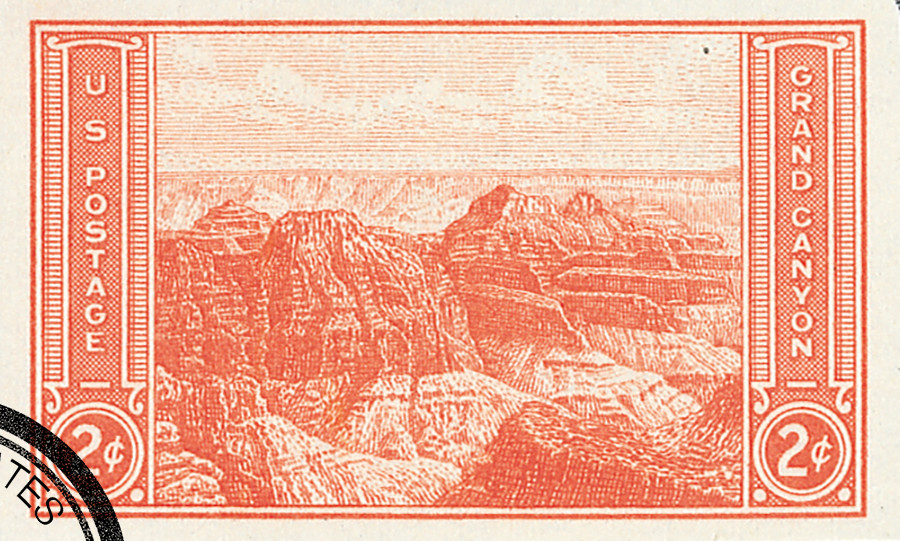 757 - 1935 2c Grand Canyon, Arizona, Red, Imperf. - Mystic Stamp