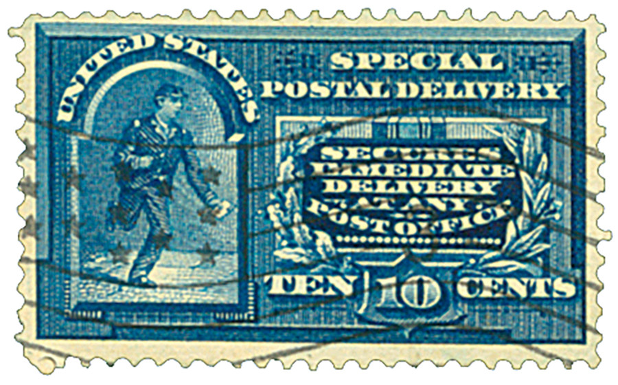 E5 - 1895 10c Special Delivery, Messenger Running, Blue, Per. 12