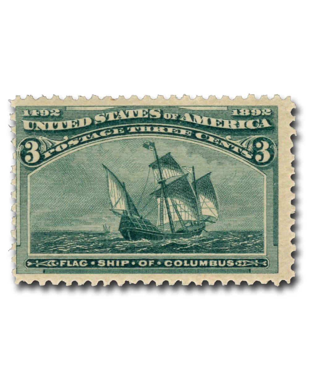 232 - 1893 3c Flagship of Columbus, Green - Mystic Stamp Company