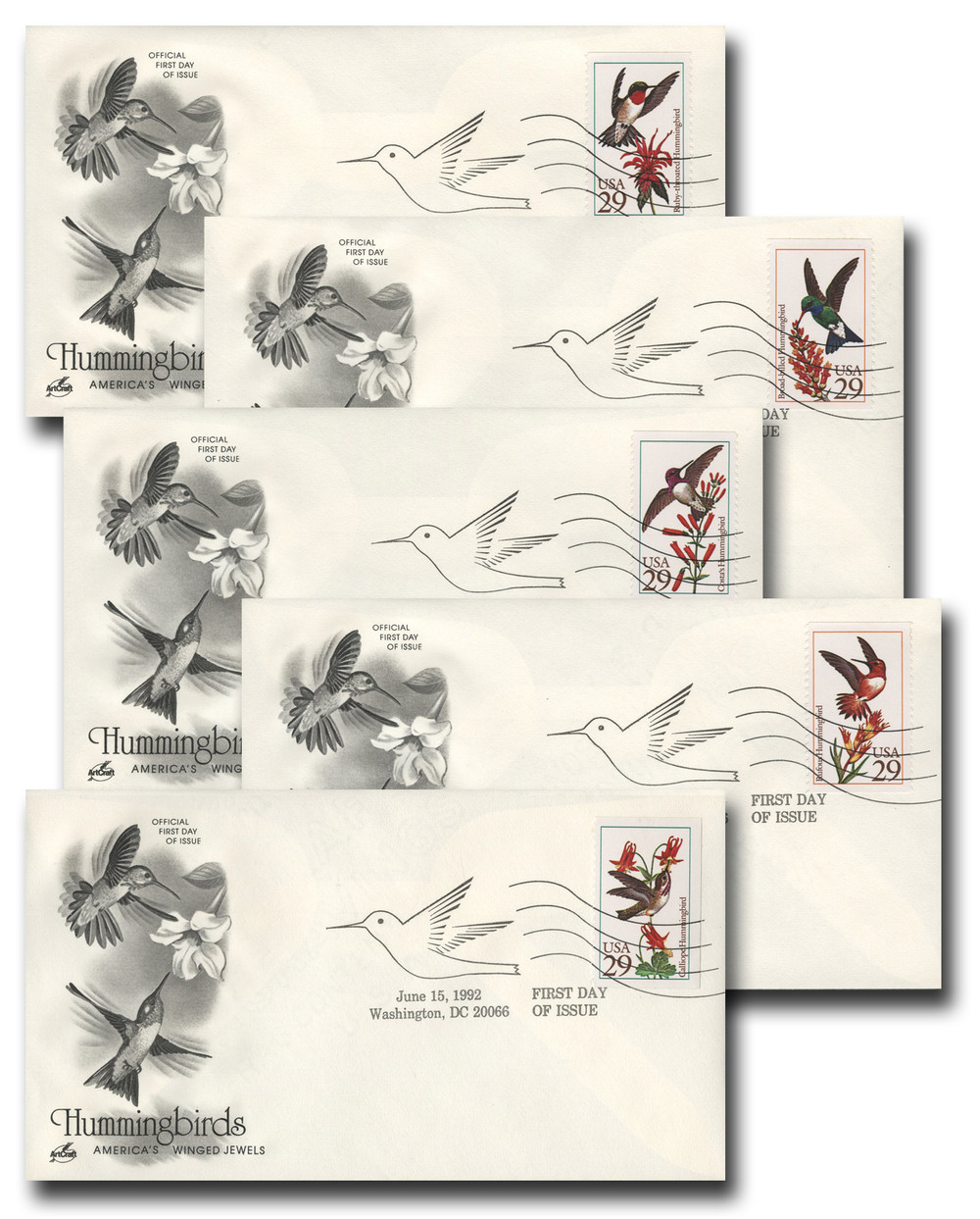 2642-46 - 1992 29c Hummingbirds - Mystic Stamp Company