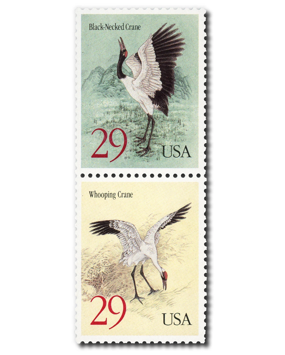 mint 記念押印・特印・初日印付きポストカード・タックシール 2867-68 - 1994 29c Black-Necked Crane & Whooping Crane - Mystic