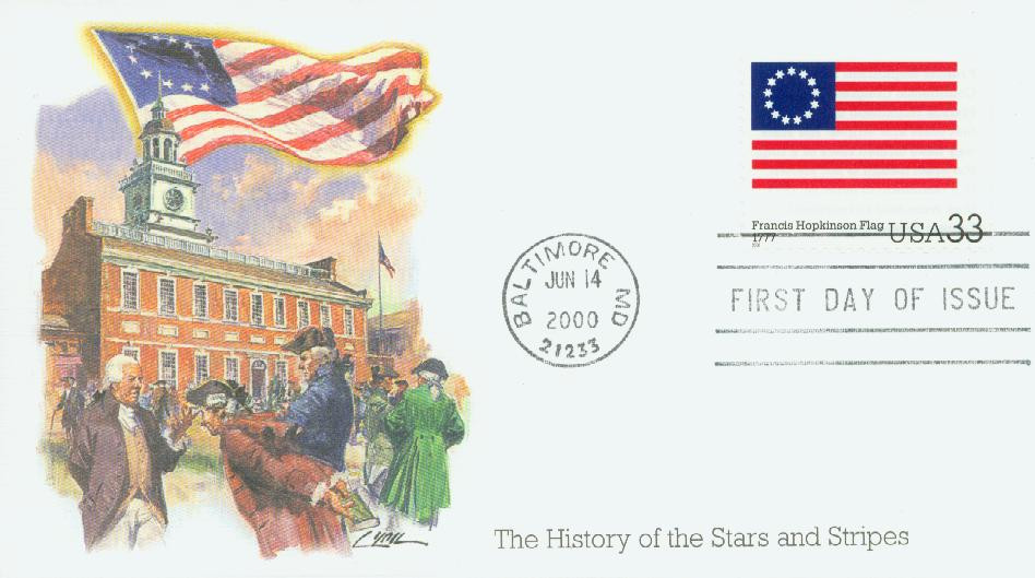3403e - 2000 33c The Stars and Stripes: Francis Hopkinson Flag