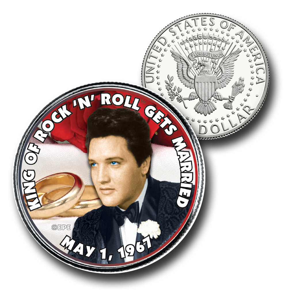 ELVIS PRESLEY ICON Collection Originale JFK Kennedy Mezzo Dollaro - Foto 12