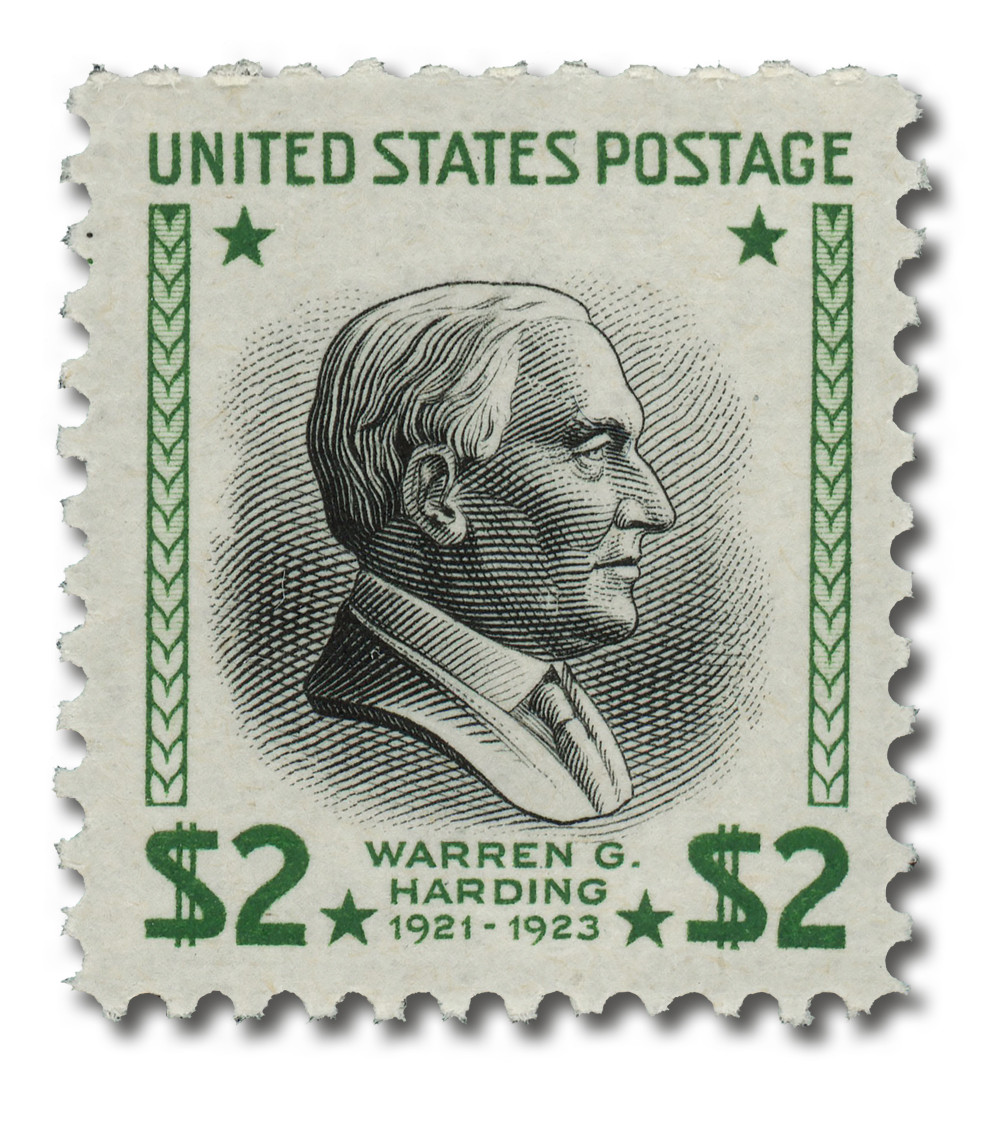 833 - 1938 $2 Warren G. Harding, Yellow Green & Black - Mystic