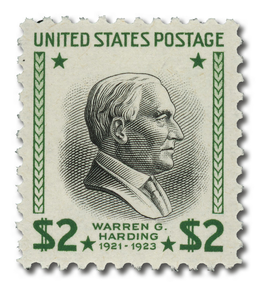 stamps 2.1～ 833 - 1938 $2 Warren G. Harding, Yellow Green & Black - Mystic