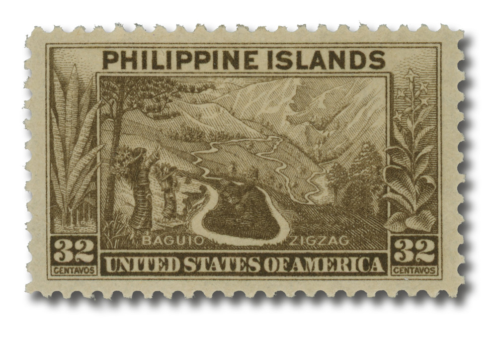 PH360 - 1932 32c Baguio Zigzag, Olive Brown, Philippine Islands