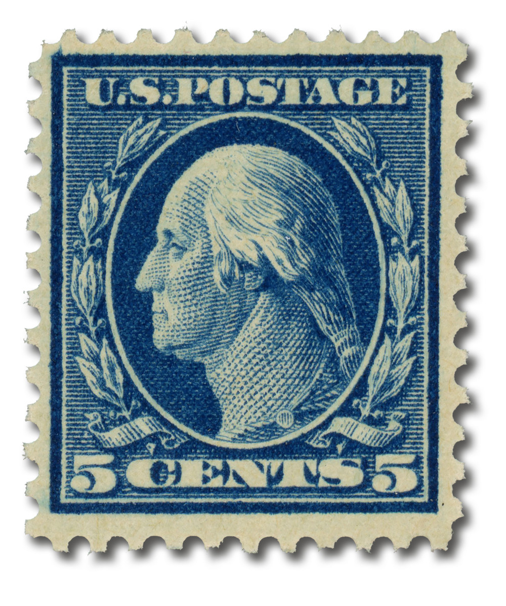 504 - 1917 5c Washington, Blue, Unwatermarked, Perf. 11 - Mystic