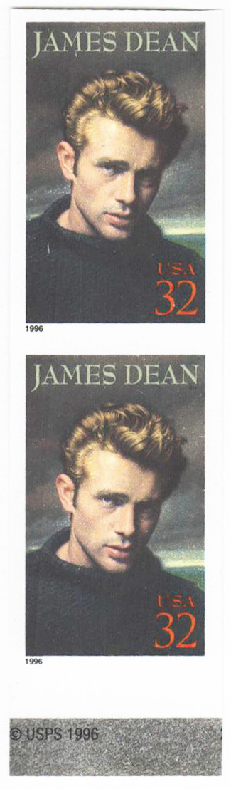 3082a - 1996 32c Legends of Hollywood James Dean, Imperf. - Mystic