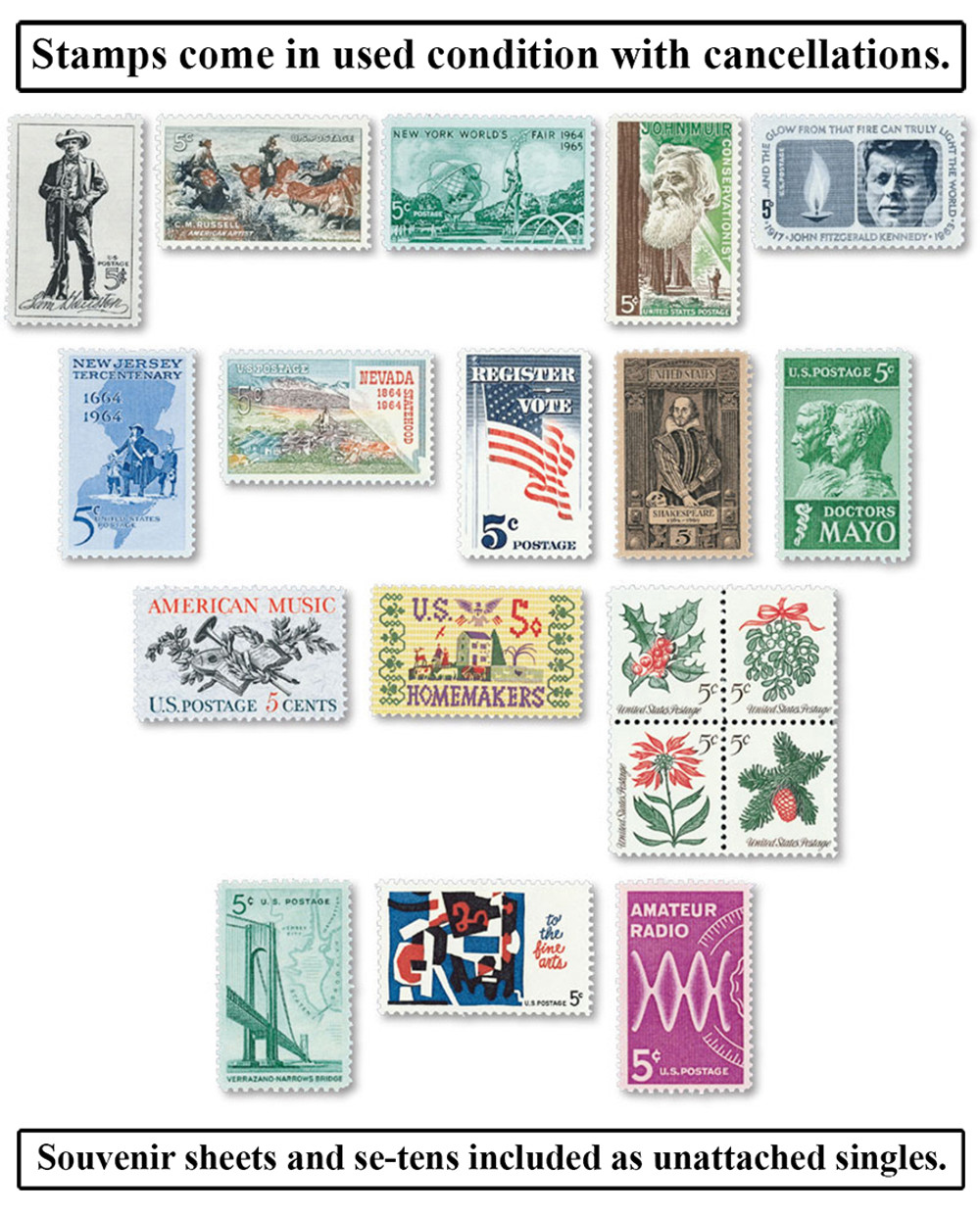 YS1964 - 1964 Commemorative Stamp Year Set - Mystic Stamp