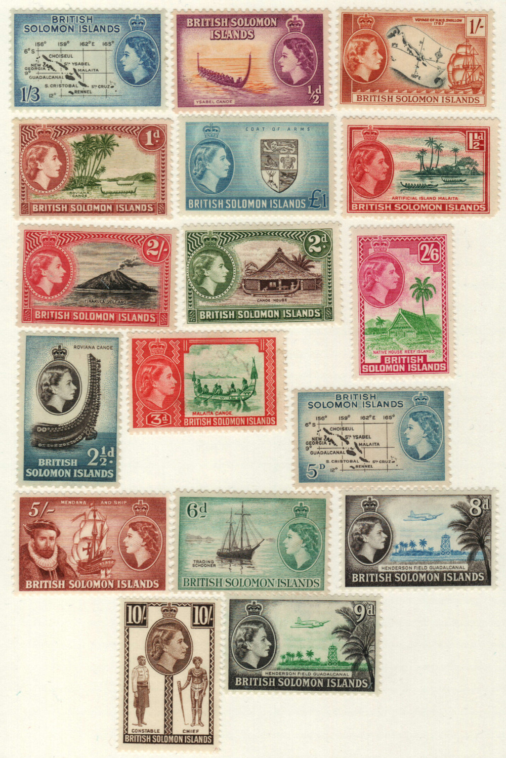 89-105 - 1956-60 Solomon Islands - Mystic Stamp Company