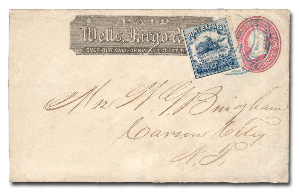 MA1908 - 1862-64 25c Wells Fargo & Co. Virginia City Pony Express