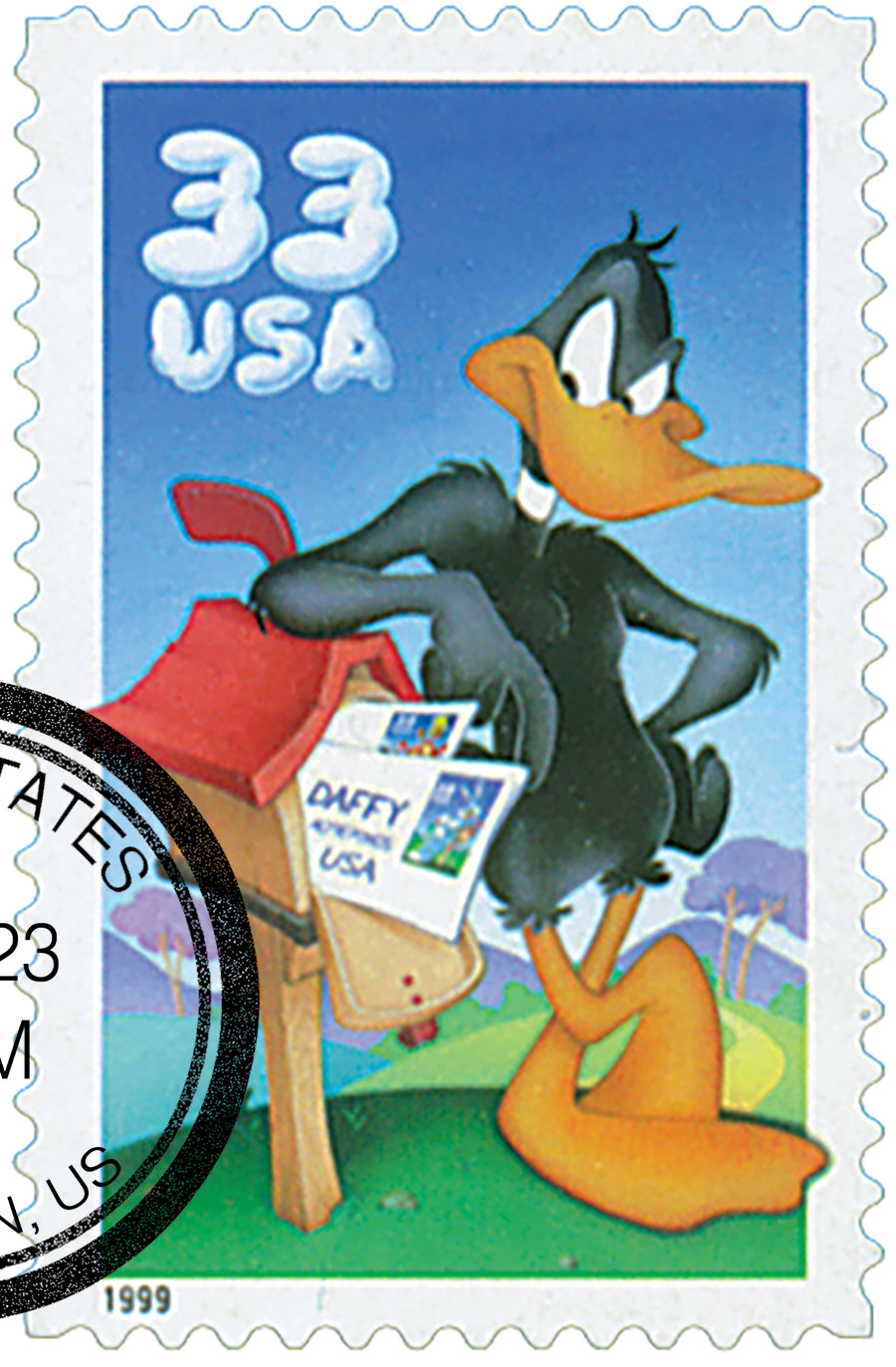 3306a - 1999 33c Daffy Duck, single from pane of 10 - Mystic Stamp