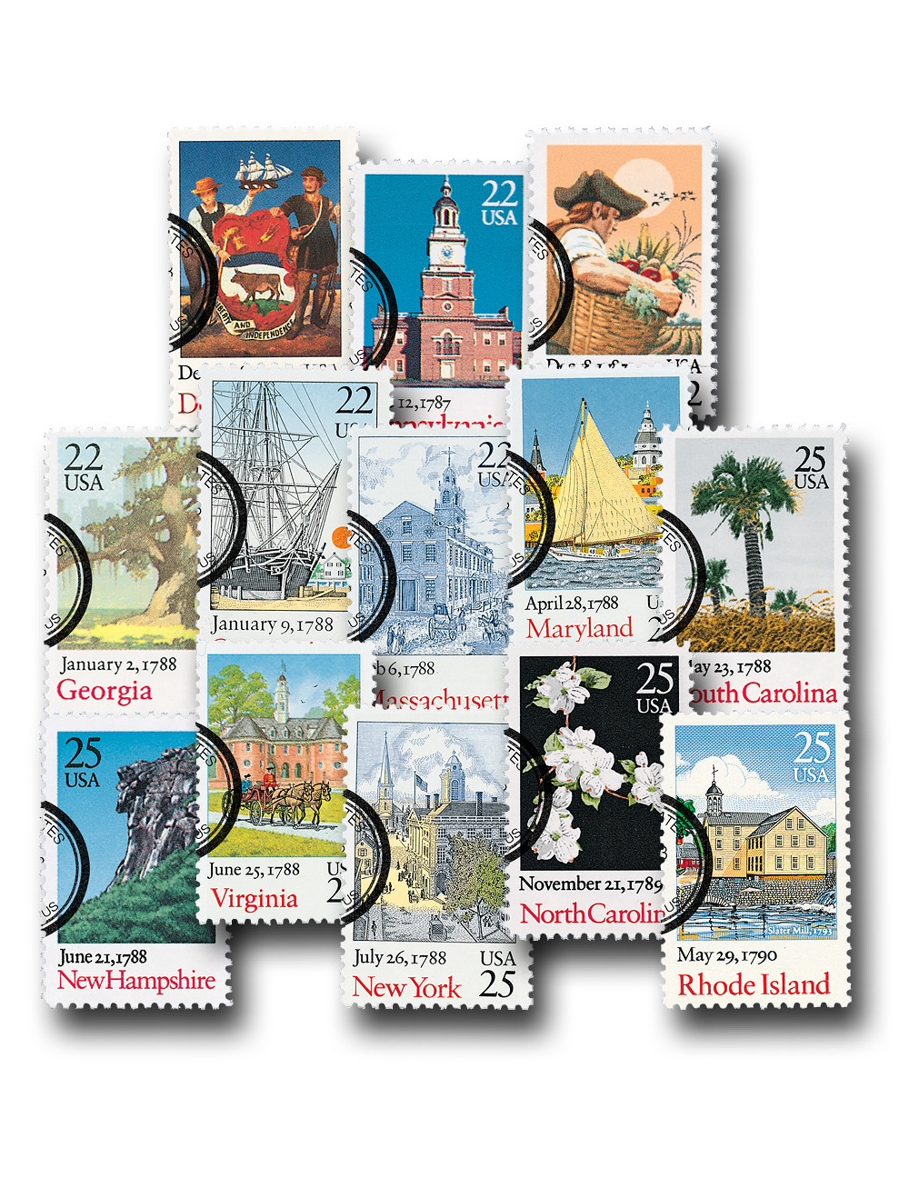 2336-48 - 1987-90 Bicentenary Statehood Series, Set of 13 stamps