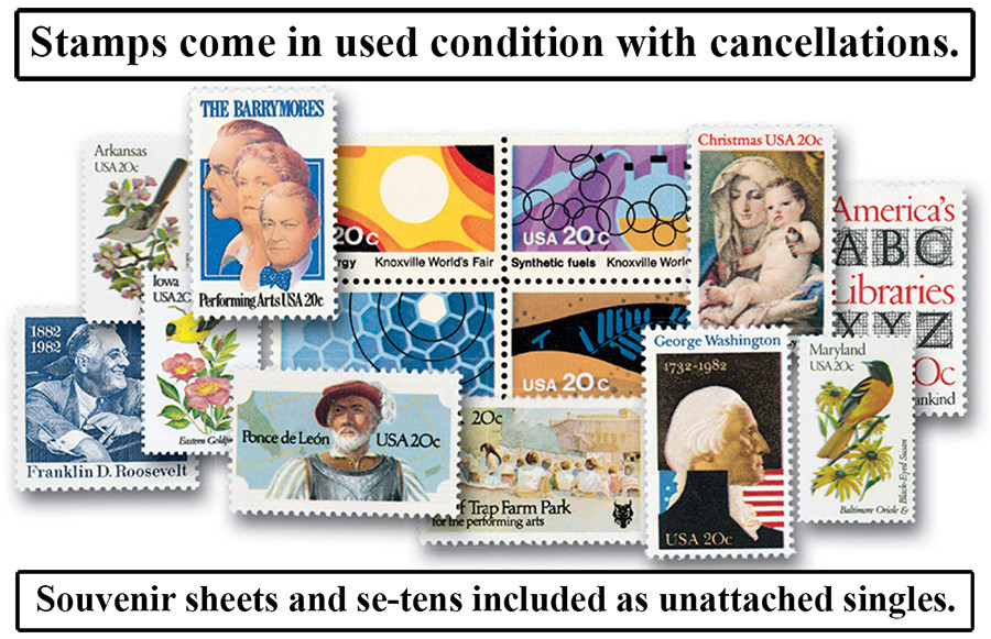 YS1982C - 1982 Complete Commemorative Year Set, 80 stamps - Mystic