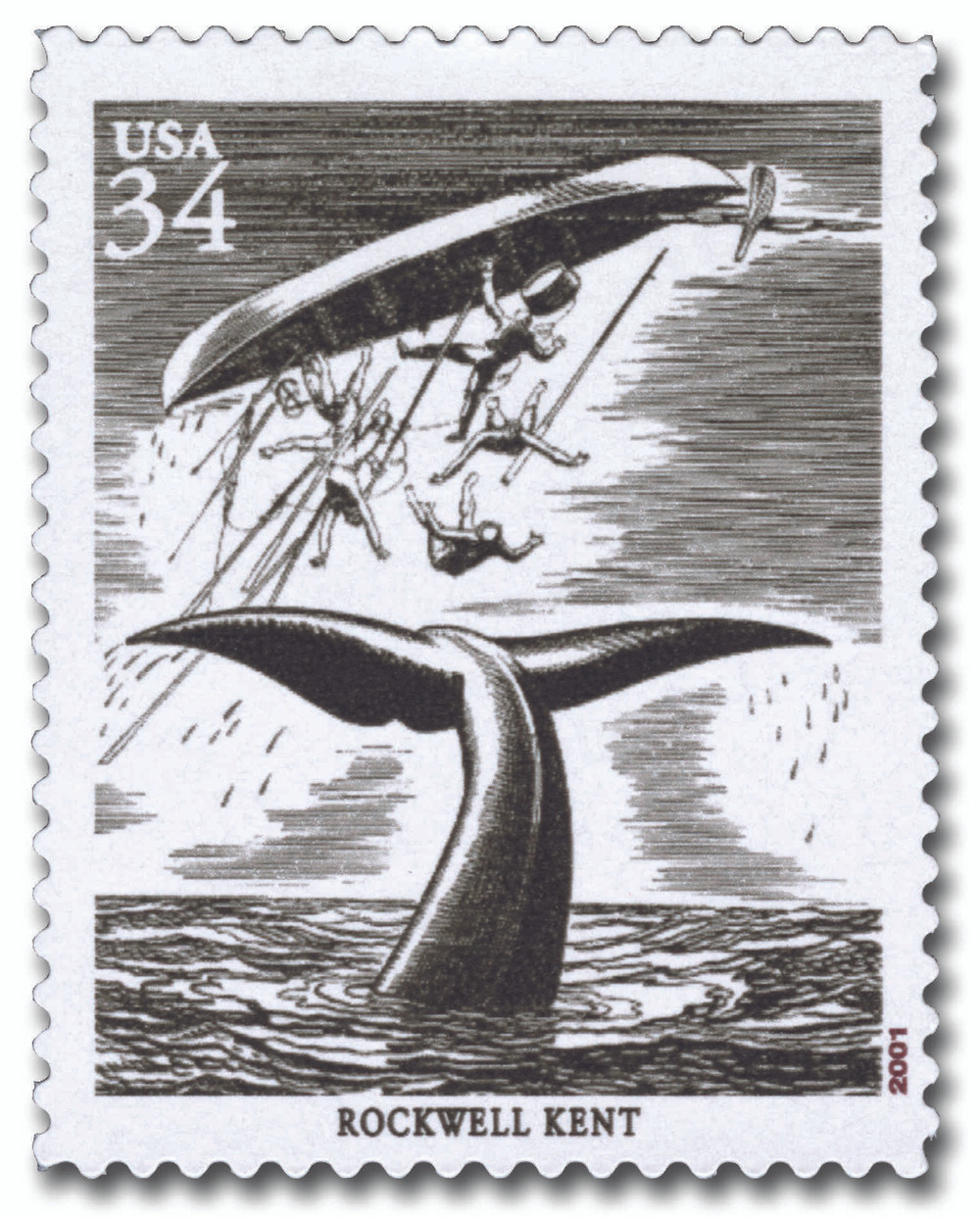 3502q - 2001 34c American Illustrator R. Kent - Mystic Stamp Company