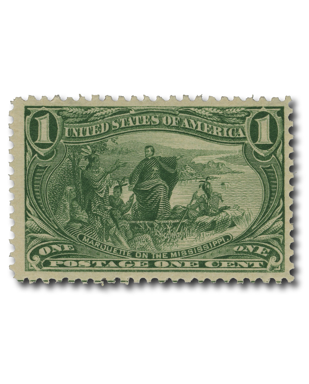 285 offer - 1898 1c Marquette on the Mississippi, Dark Yellow