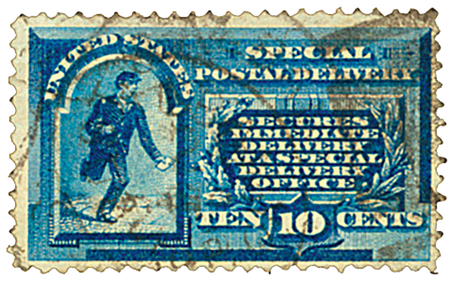 E1 - 1885 10c Special Delivery, Messenger Running, Blue - Mystic