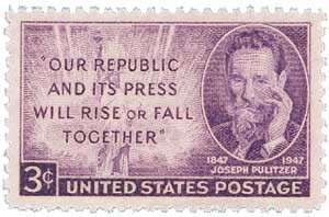 946 - 1947 3c Joseph Pulitzer - Mystic Stamp Company
