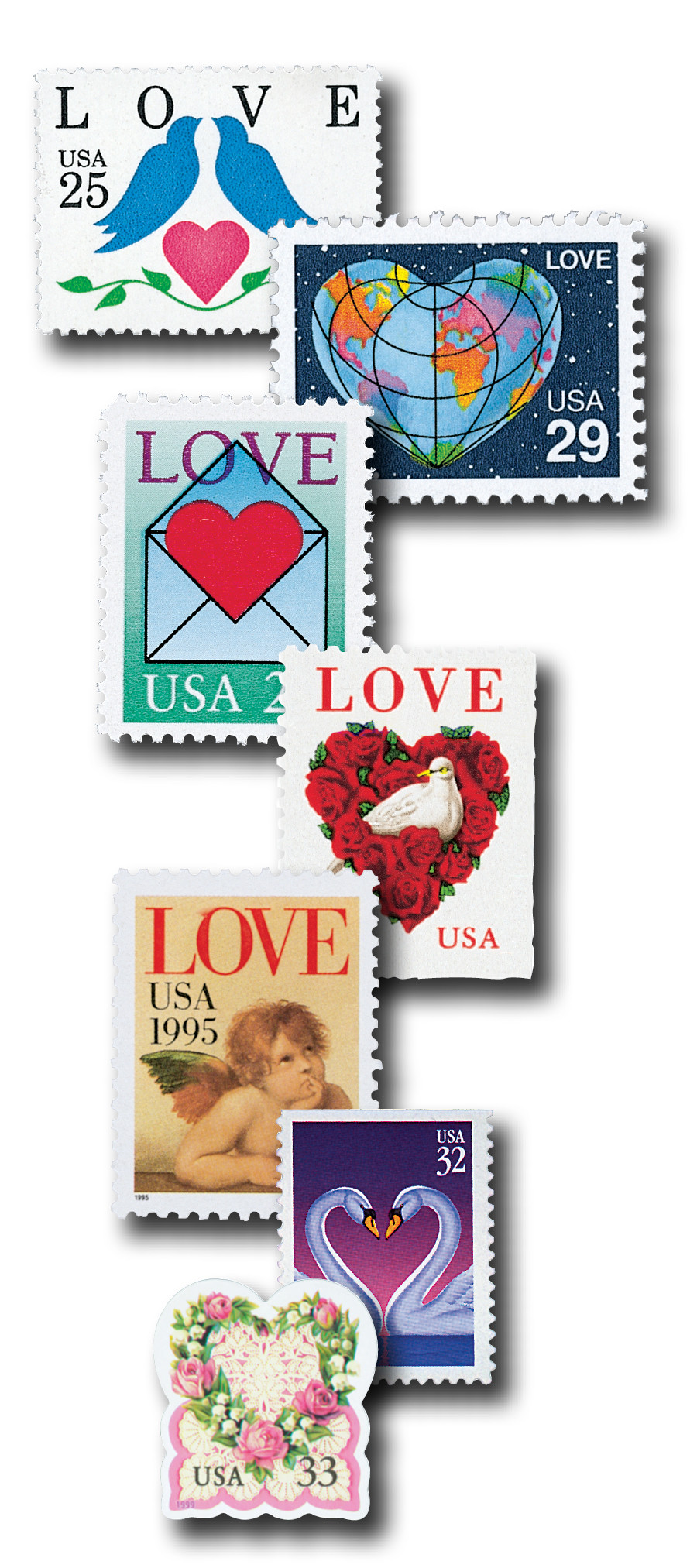 2440/3275 - 1990s Love Series, Set of 21 Stamps - Mystic Stamp Company