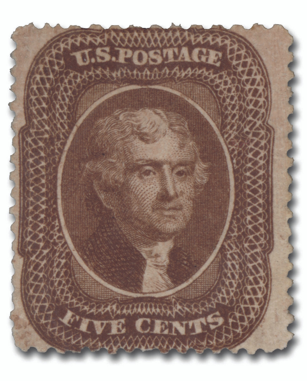 30 - 1861 5c Thomas Jefferson, Orange Brown, Type II, Perf. 15.5  display picture 1