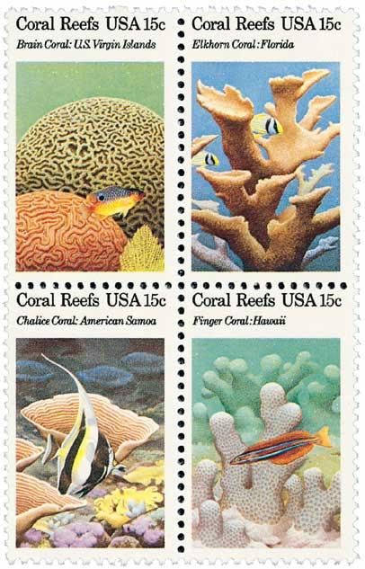 イギリスのバンドReefのサイン色紙 1827-30 - 1980 15c Coral Reefs - Mystic Stamp Company