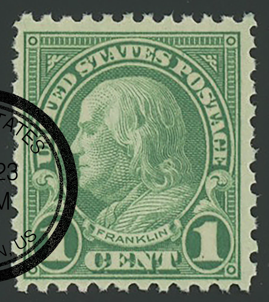 578 - 1923 1c Franklin, Green, Perf. 11x10 - Mystic Stamp Company