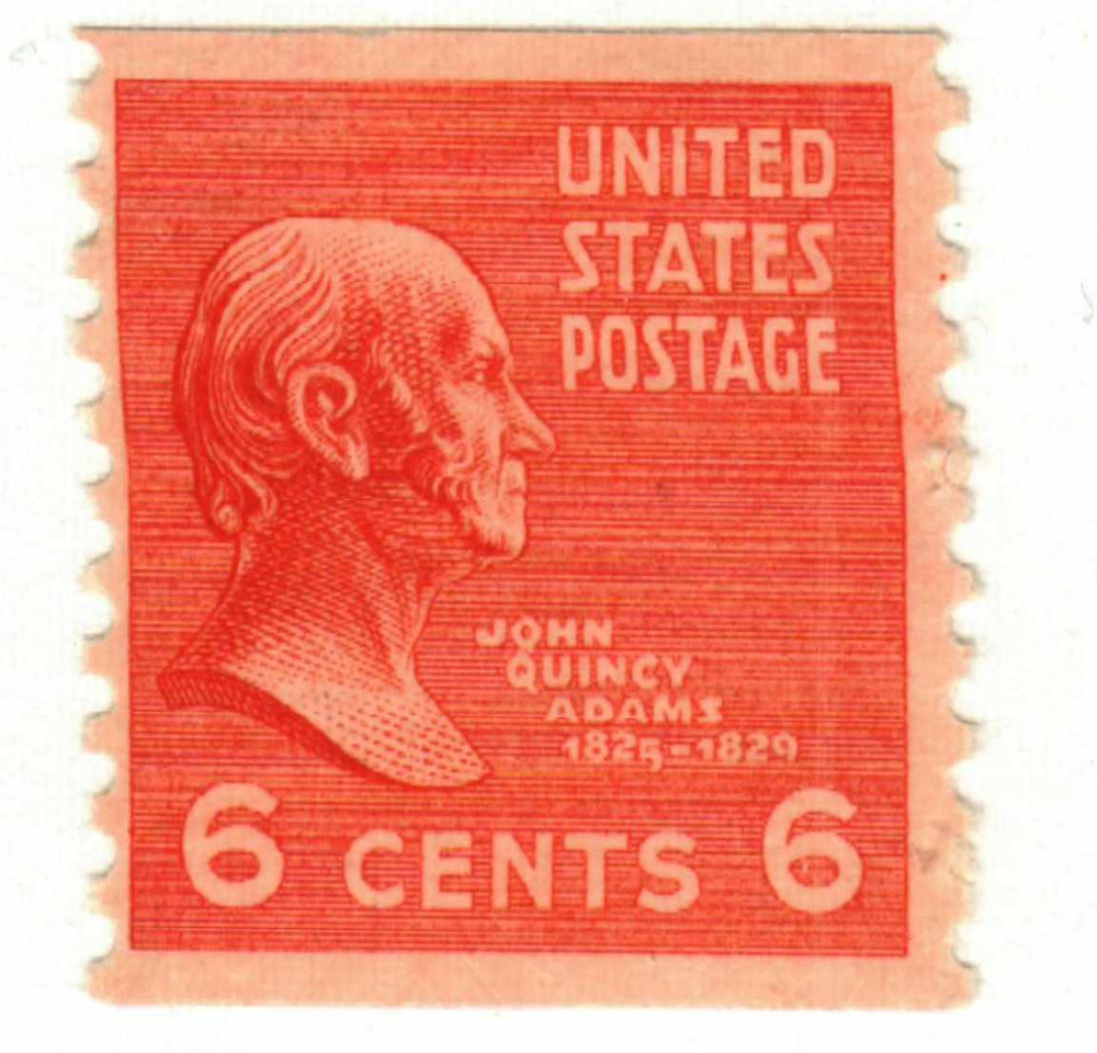 846 - 1939 6c John Quincy Adams, Red Orange, Perf. 10 Vertically
