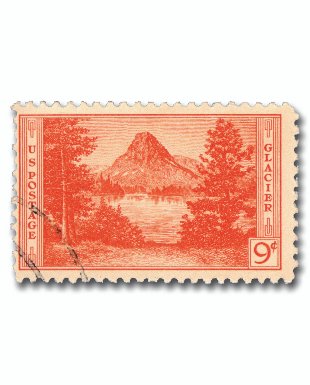 切手9 748 - 1934 9c Glacier National Park, Montana, Red Orange, Perf. 11