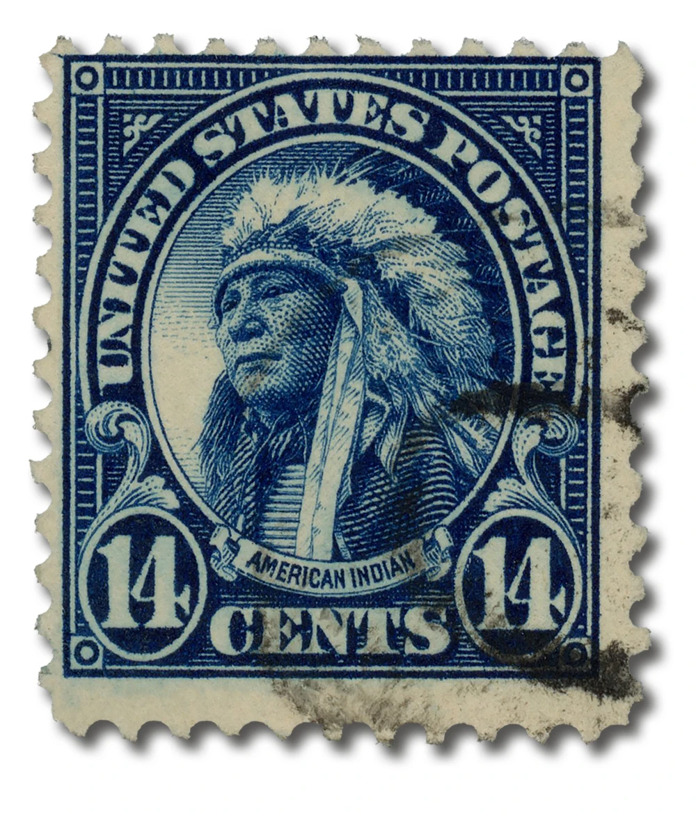565 - 1923 14c American Indian, Deep Blue, Perf. 11 - Mystic Stamp