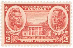 786 - 1937 2c Generals Andrew Jackson & Winfield Scott, Carmine