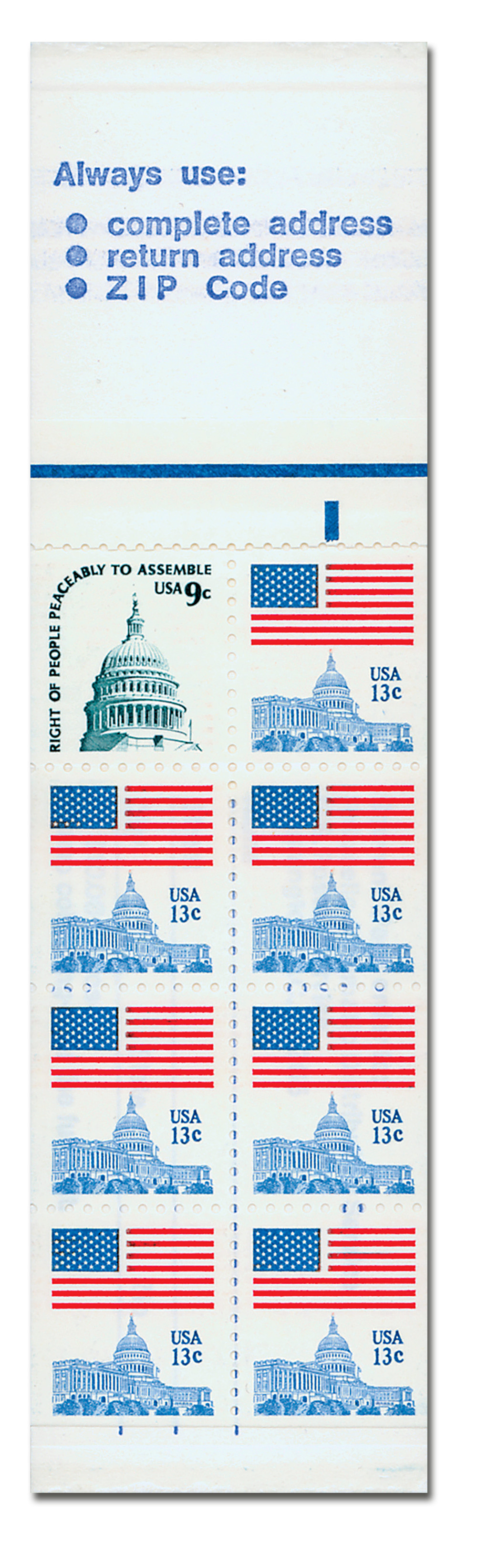 1623Bc - 1977 9c Flag Over Capitol (1590A) & 13c Capitol Dome