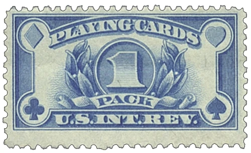 RF28 - 1940 1c Playing Card Stamp, Blue, Double Line Watermark