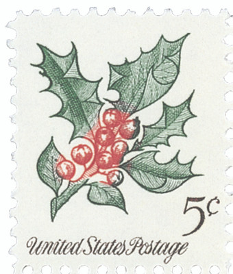 1254 - 1964 5c Christmas: Holly - Mystic Stamp Company