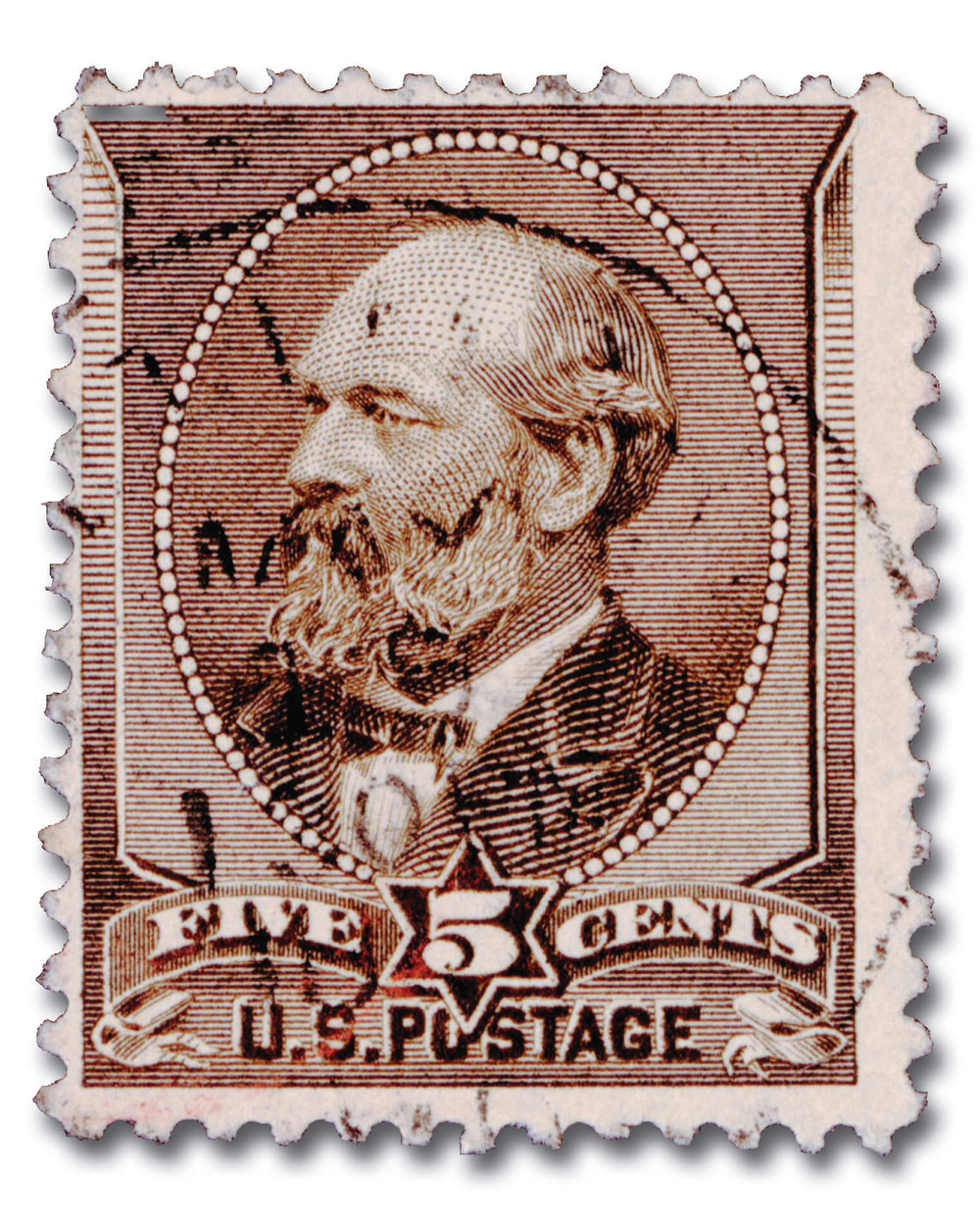 205 - 1882 5c James A. Garfield, Yellow Brown, Soft Paper, Perf