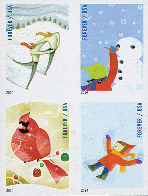 4937-40c - 2014 First-Class Forever Stamp - Imperforate Winter Fun