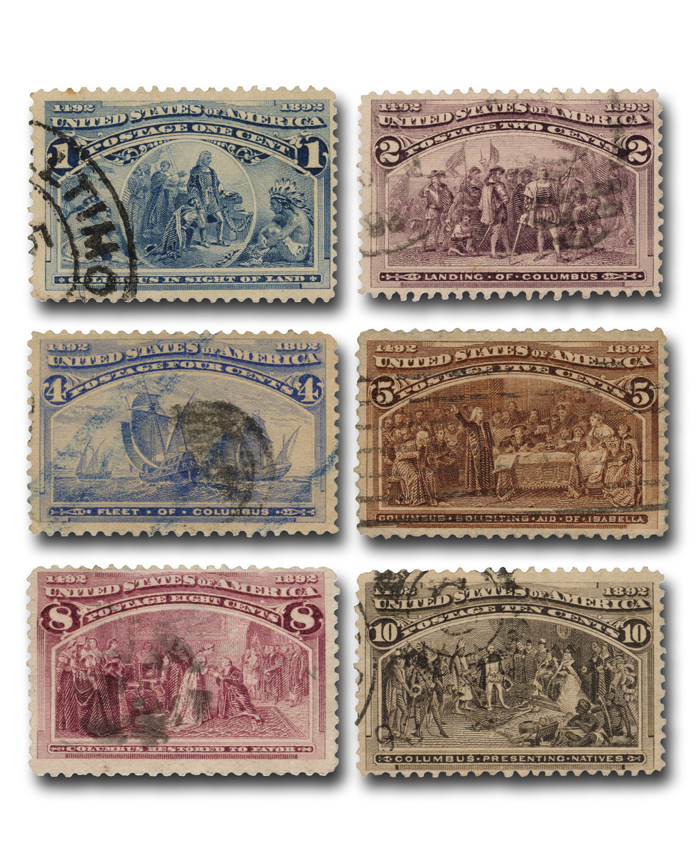 コレクション ANTIQUE STAMPS/POSTCARDS 230//37 - 1893 Columbians Exposition, Set of 6 Stamps - Mystic