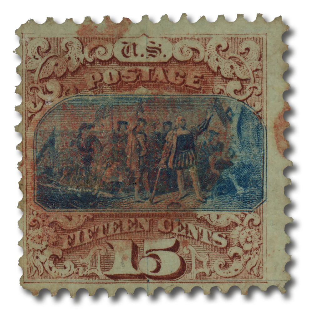 118 - 1869 15c Landing of Columbus, Brown and Blue, Hard Wove