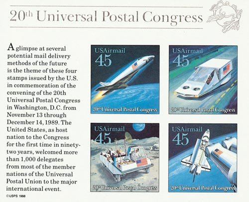 C126 - 1989 45c Future Mail Transportation, Souvenir Sheet