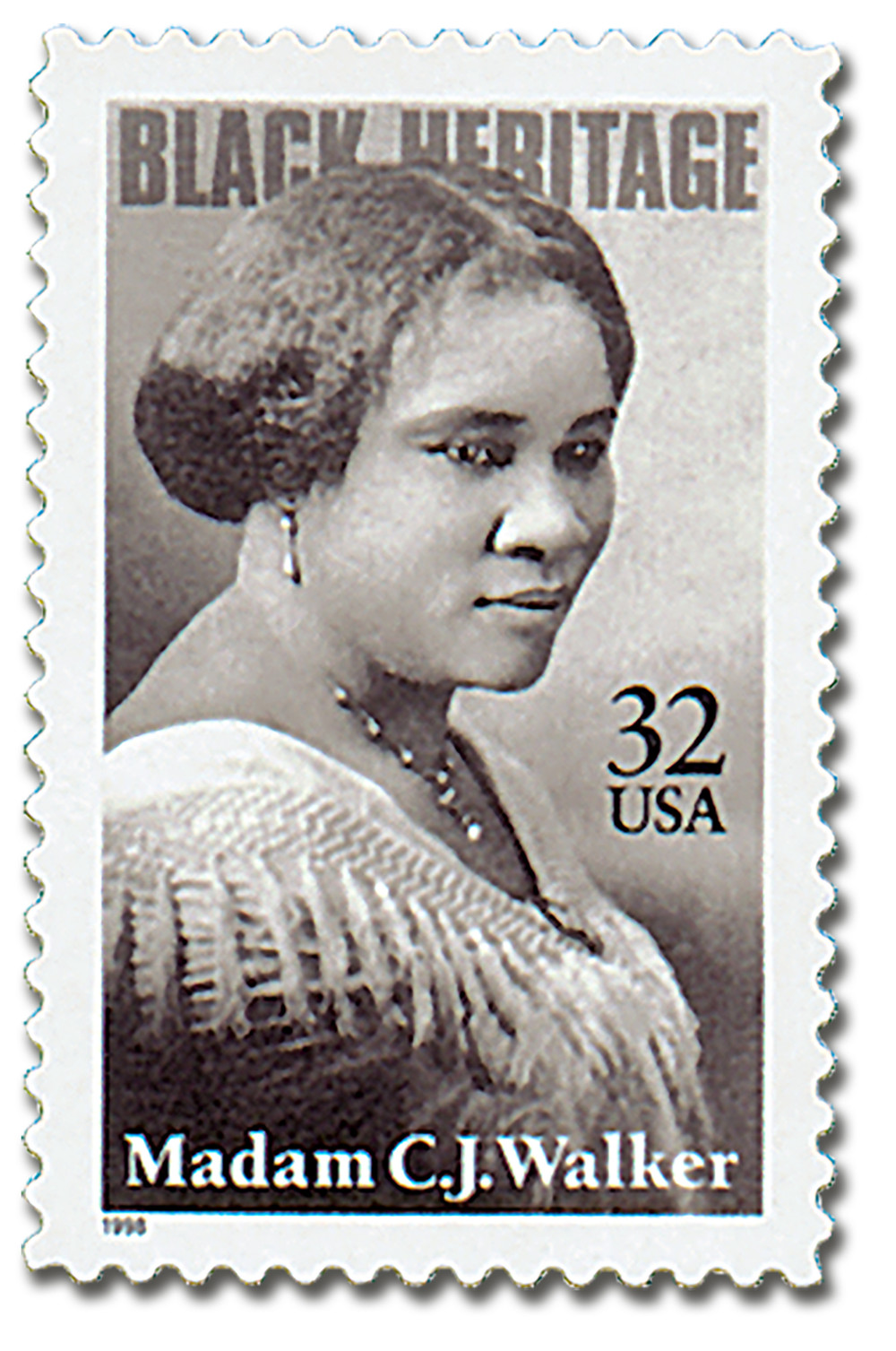ジ*ン様 everyone loves MARENCO stamp s/s te 3181 - 1998 32c Black Heritage: Madam C. J. Walker - Mystic Stamp