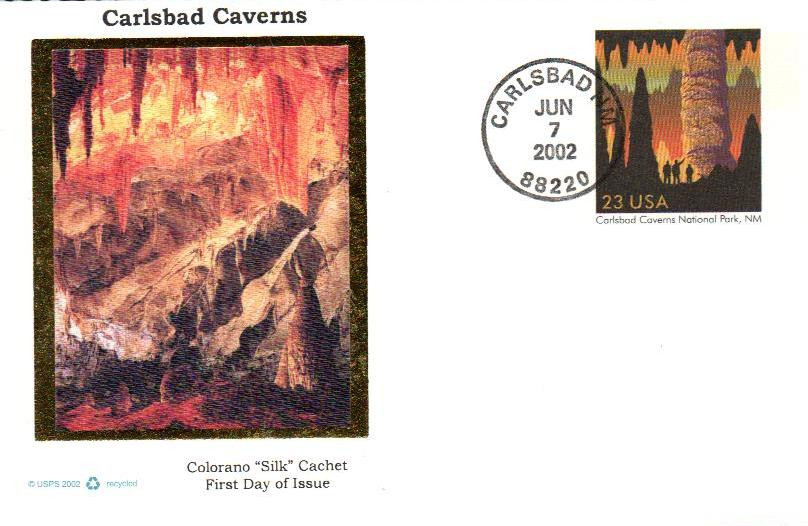 UX381 - 2002 23c Postal Card - Carlsbad Caverns PC FDC - Mystic