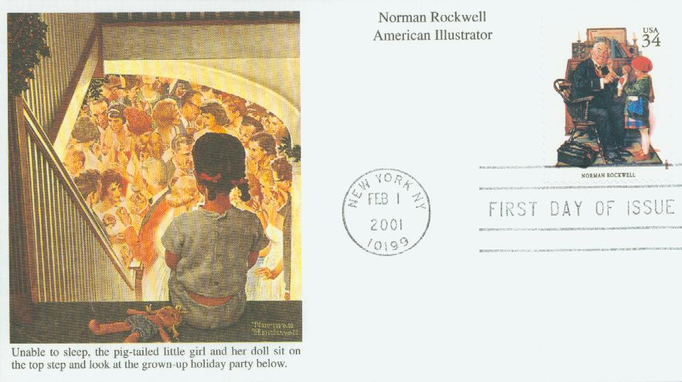3502s - 2001 34c American Illustrator: Norman Rockwell - Mystic