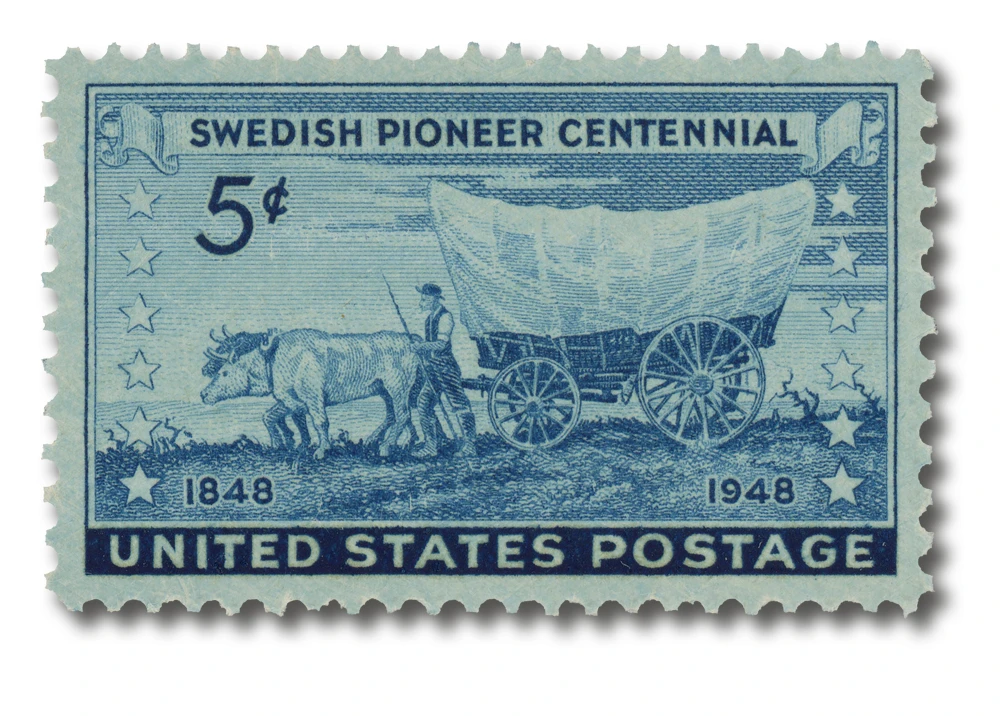 レアMs. Pioneer スエード 14 ネイティブウエスタンUSA 最終値下 958 - 1948 5c Swedish Pioneer Centennial - Mystic Stamp Company