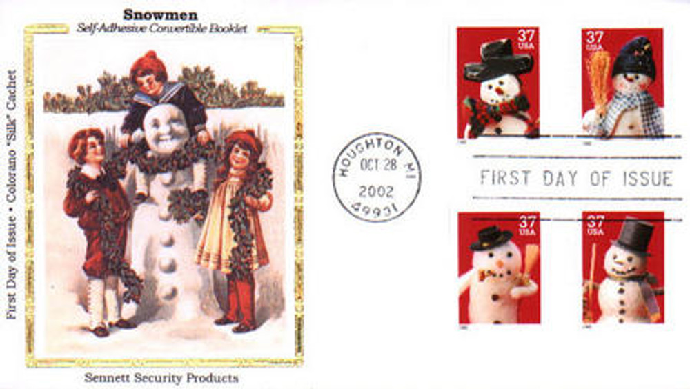 3684-87 - 2002 37c Contemporary Christmas: Snowmen, large