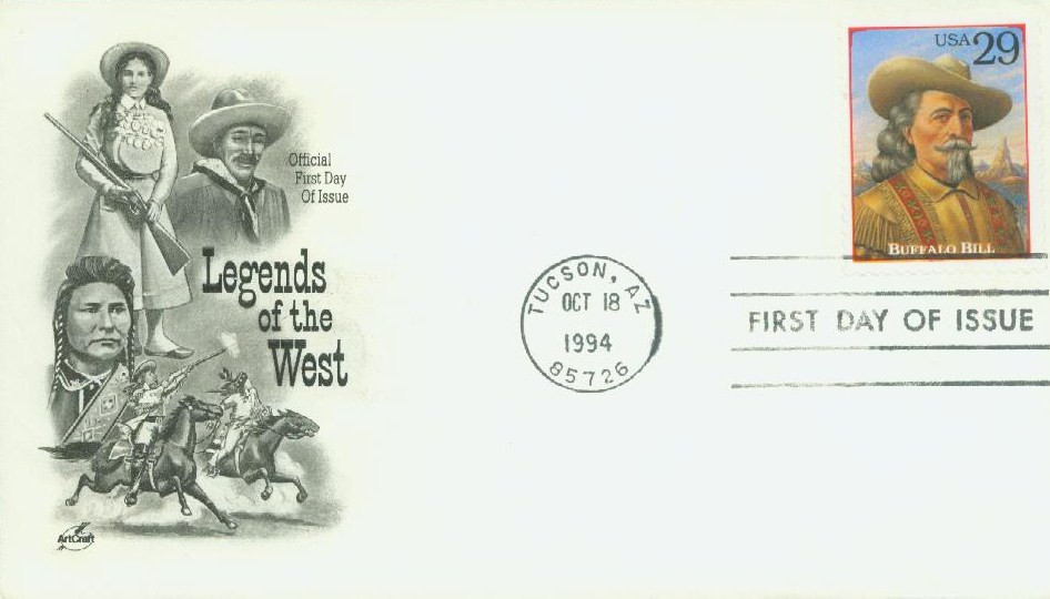 2869b - 1994 29c Legends of the West: Buffalo Bill - Mystic Stamp